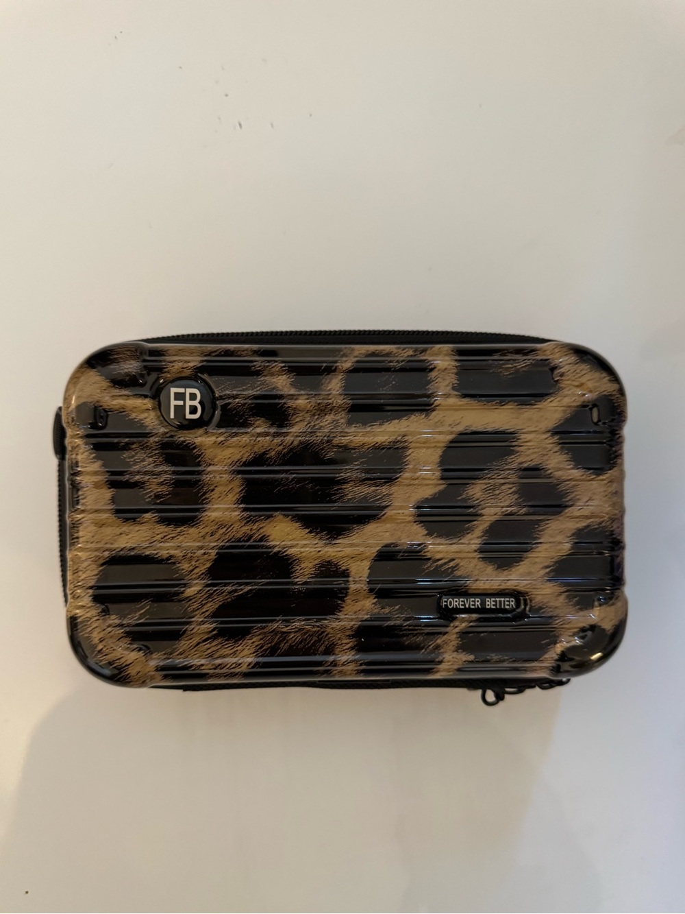 Leopard Print Cosmetic Case in Black & Brown